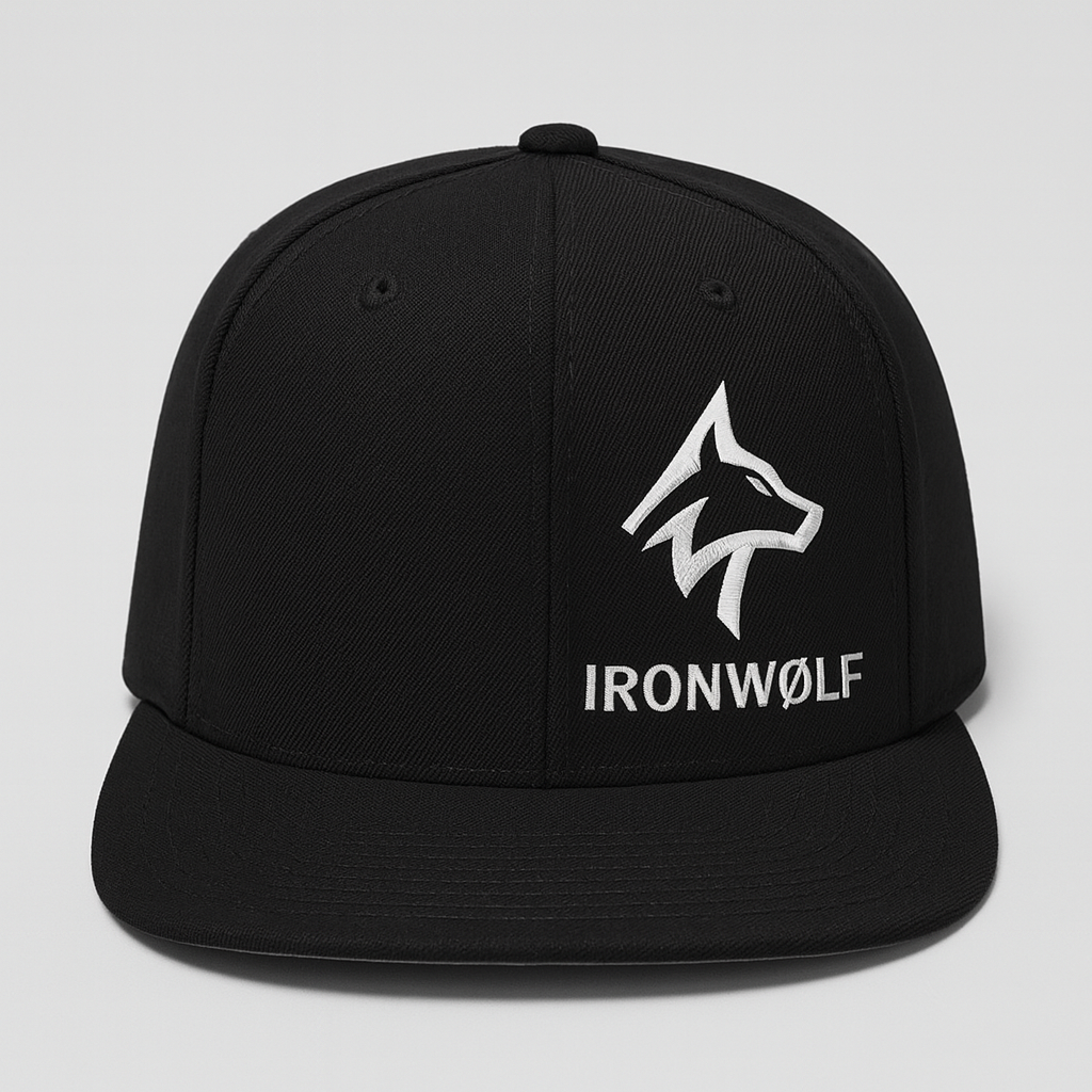 IRONWØLF Elite Cap – Black, Premium Flat-Bill